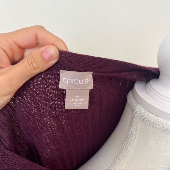 Chico’s Ribbed Pullover Dolman Sweater Size 4 / XXL in Burgundy / Wine - Picture 4 of 7